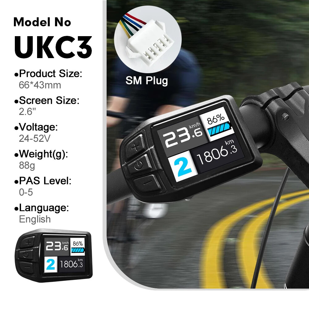 E-bike Display 24V/36V/48V/60V/72V Waterproof/SM Plug for E-bike Conversion Kit