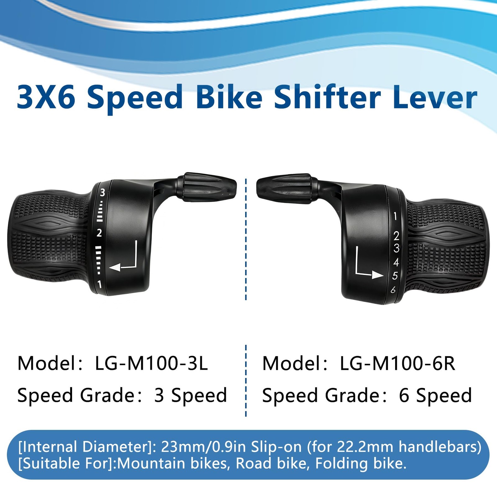 Bike 18 Speed Shifter Lever, Bicycle Twist Shifters Set, 3×6 Speed Twist Grip…