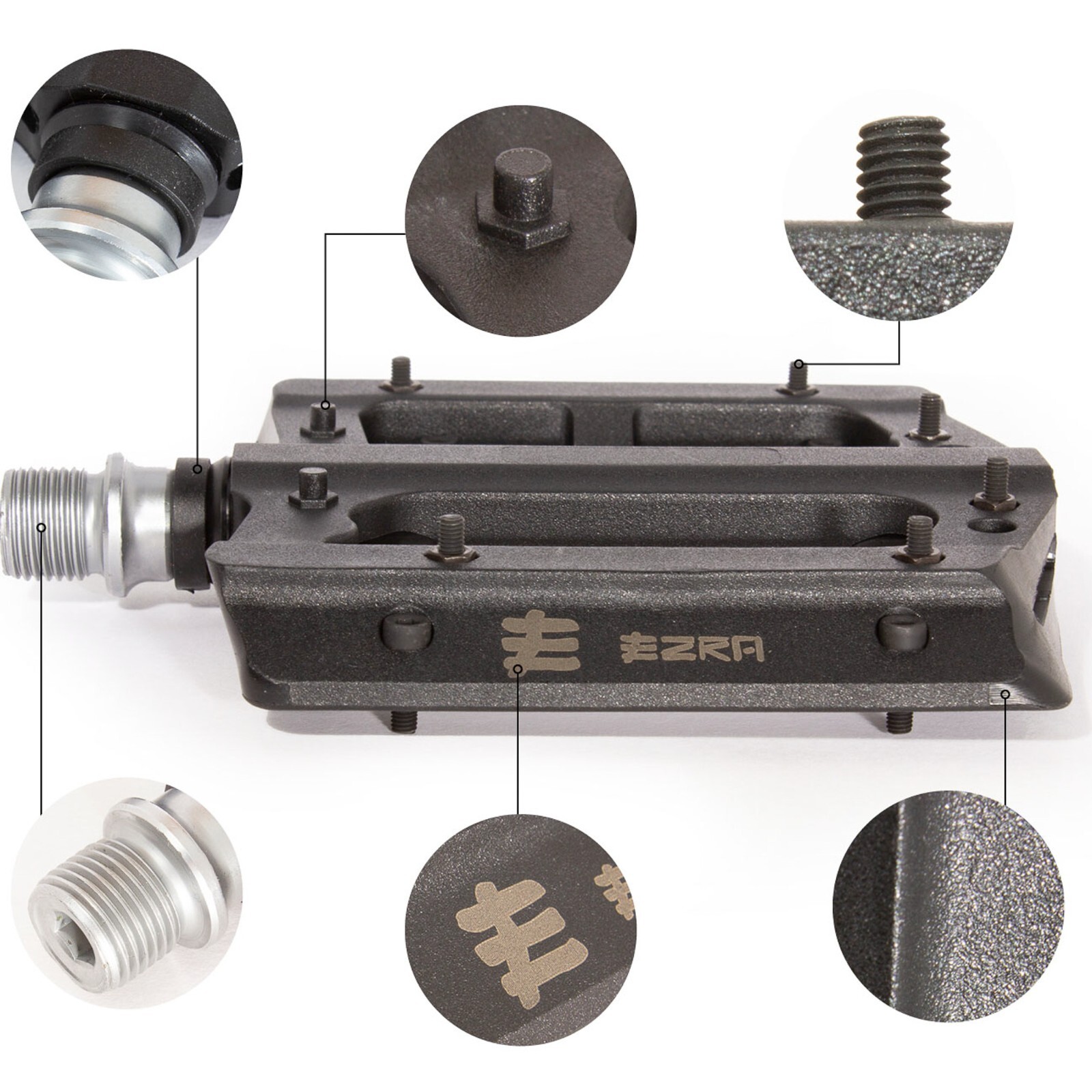 EZRA BMX Flats Plus Bike Pedal – 9/16″ Chromoly Sealed Axle – Metal Pins