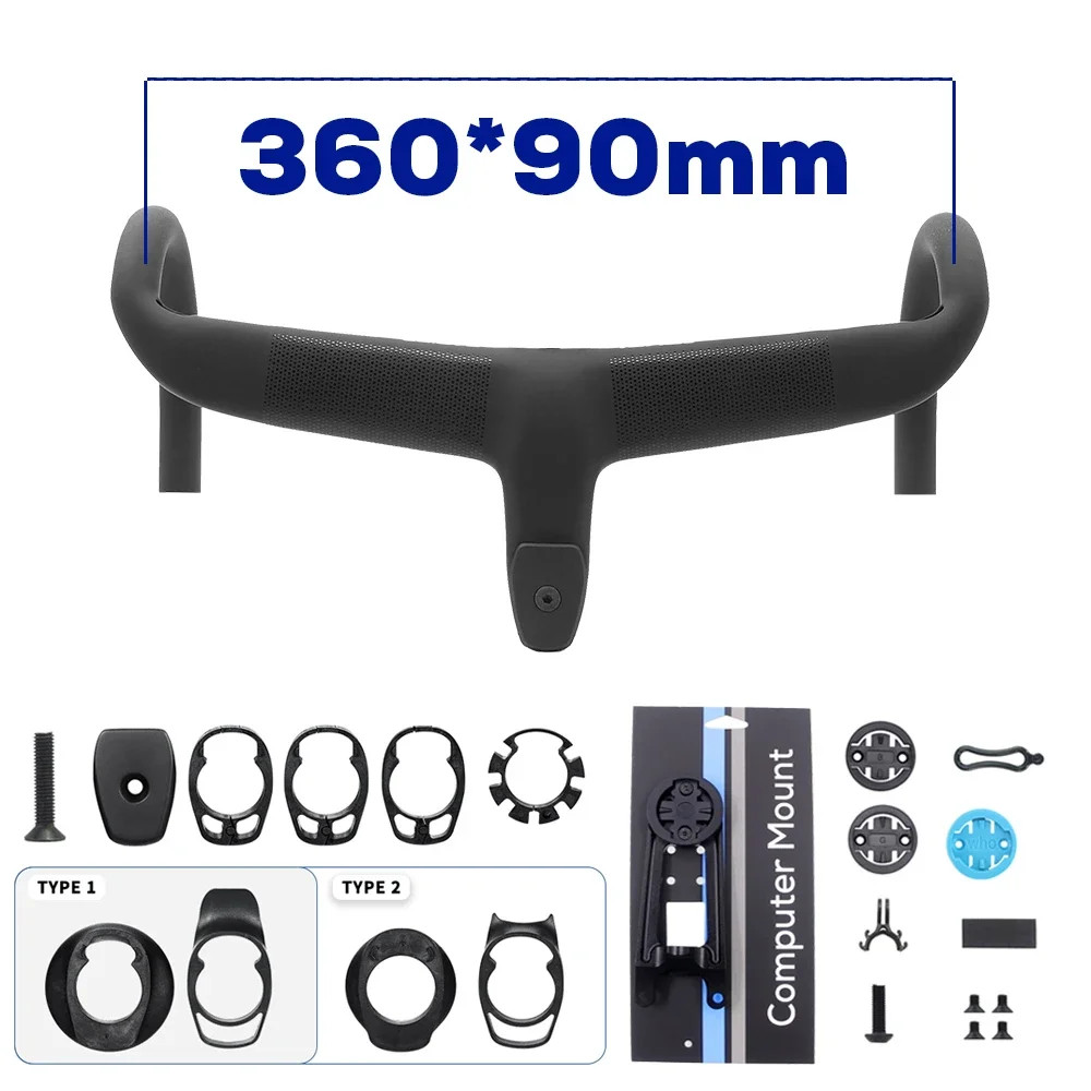 -10 Degree Carbon Fiber Integrated Road Bike Handlebar Internal Cable Routing
