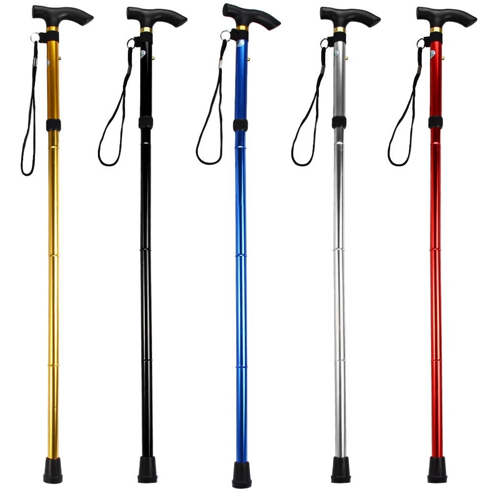 Comfkey Folding Lightweight Walking Stick – Adjustable Aluminum Metal Black