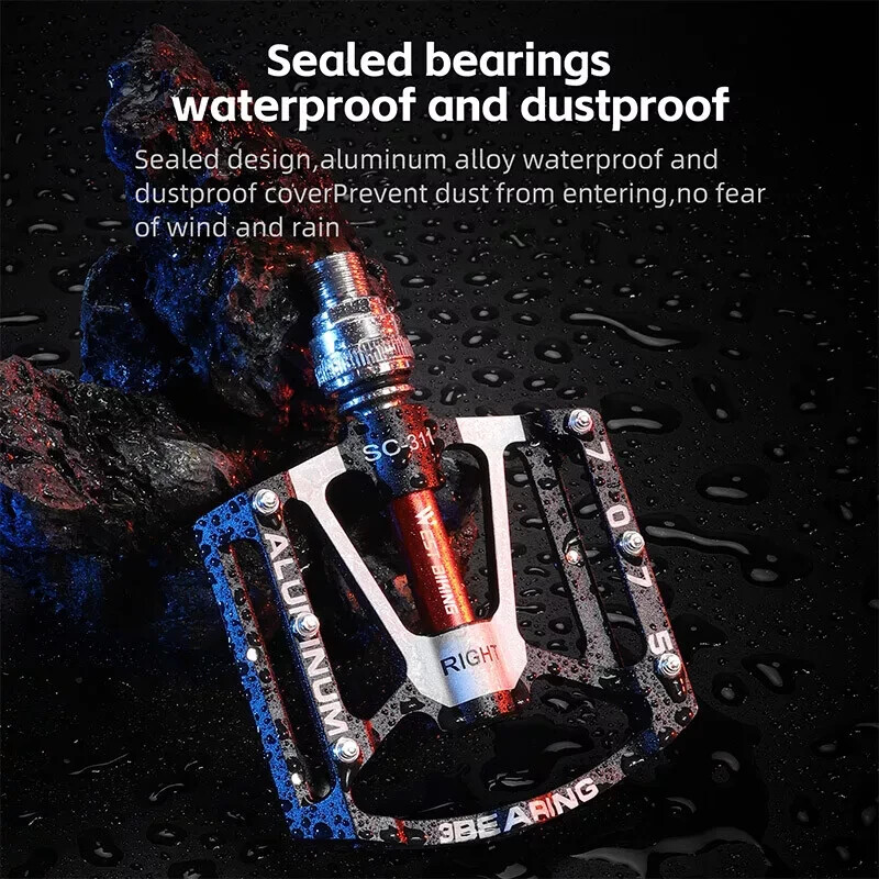 WEST BIKING Quick Release MTB Bike Bicycle Pedals 3 Sealed Bearing a Pair Black