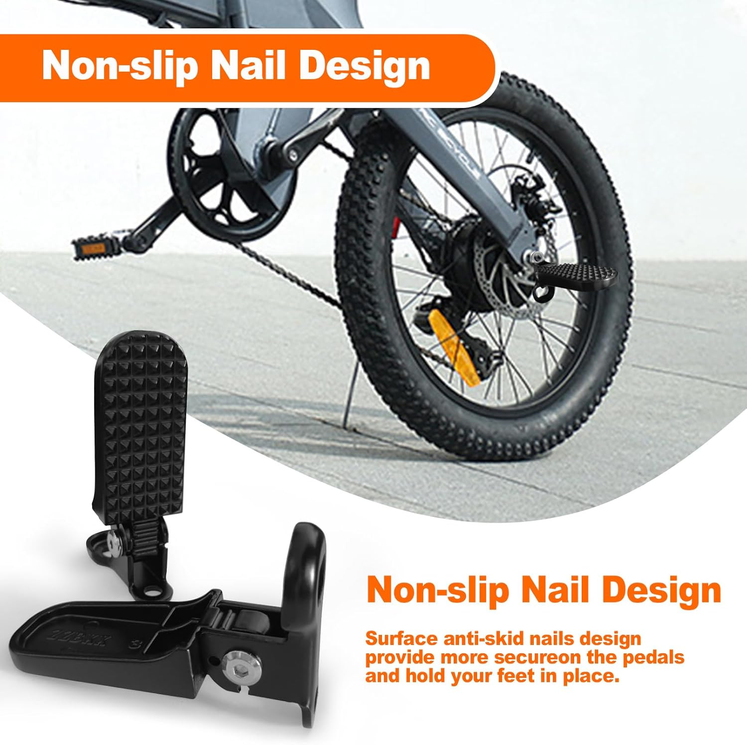 1 Pair Bike Rear Pedals,Mini Folding Bicycle Foot Pegs,Rear Seat Footrest Pedals