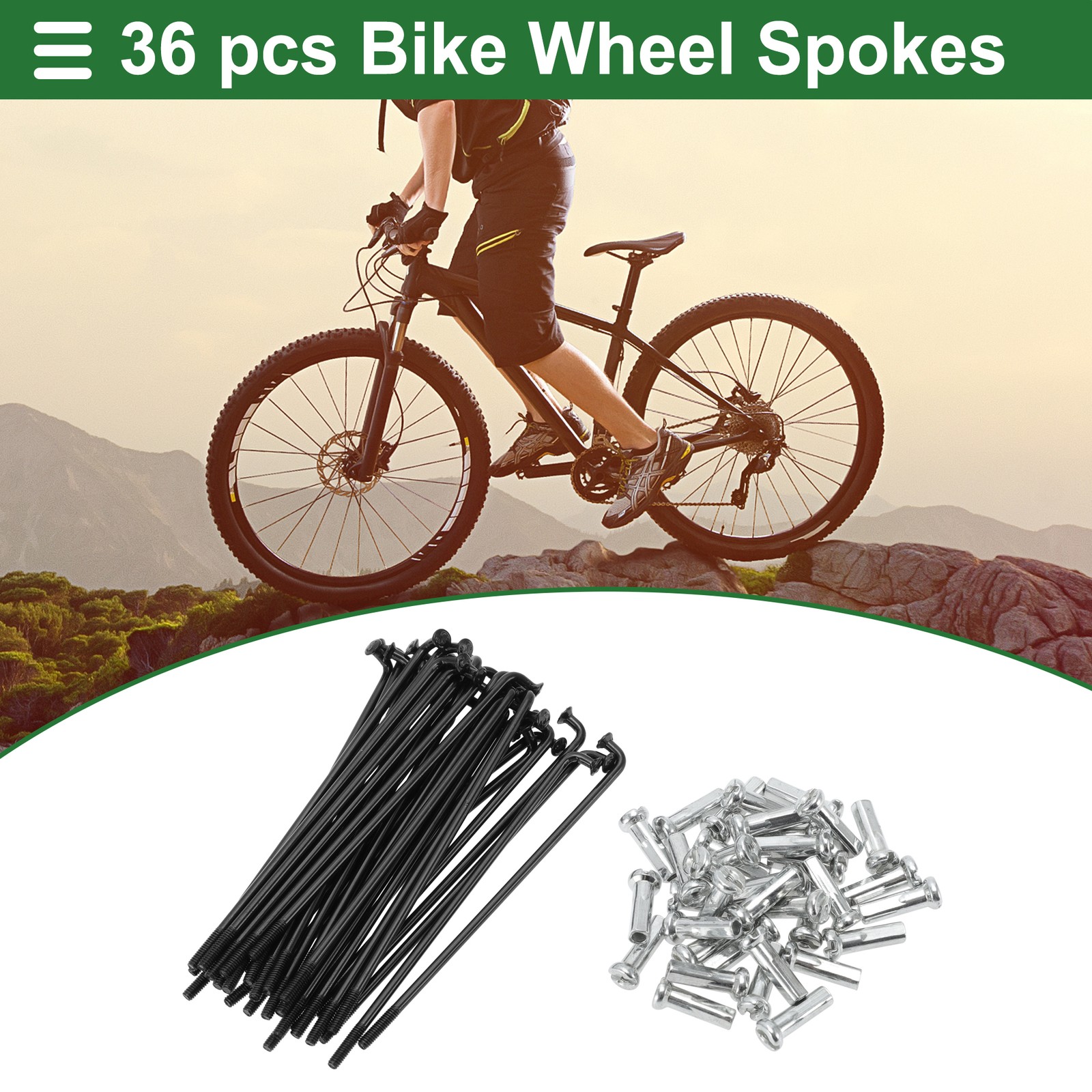 1 Set 14G 74mm Length Bicycle Spokes Nipple Carbon Steel Black Universal