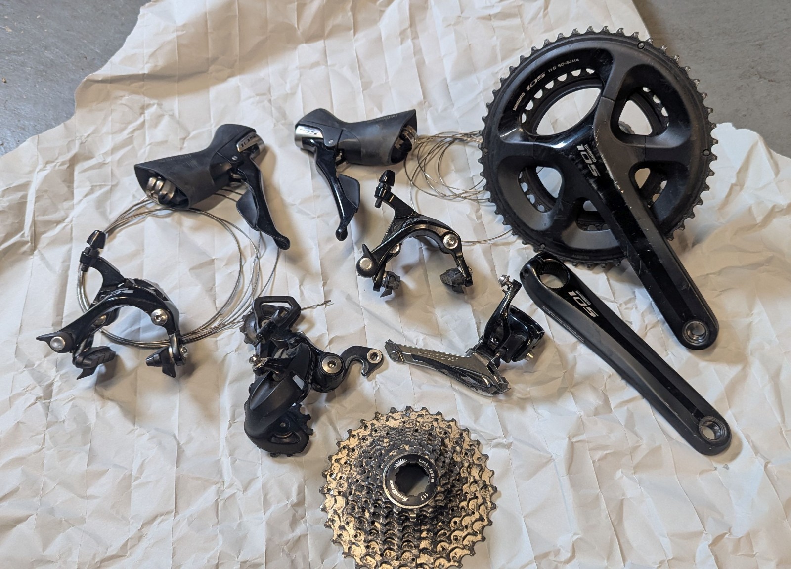Shimano 105 5800 11 Speed Groupset Black, 50.34t, 172.5mm, 11-34t, Good Used
