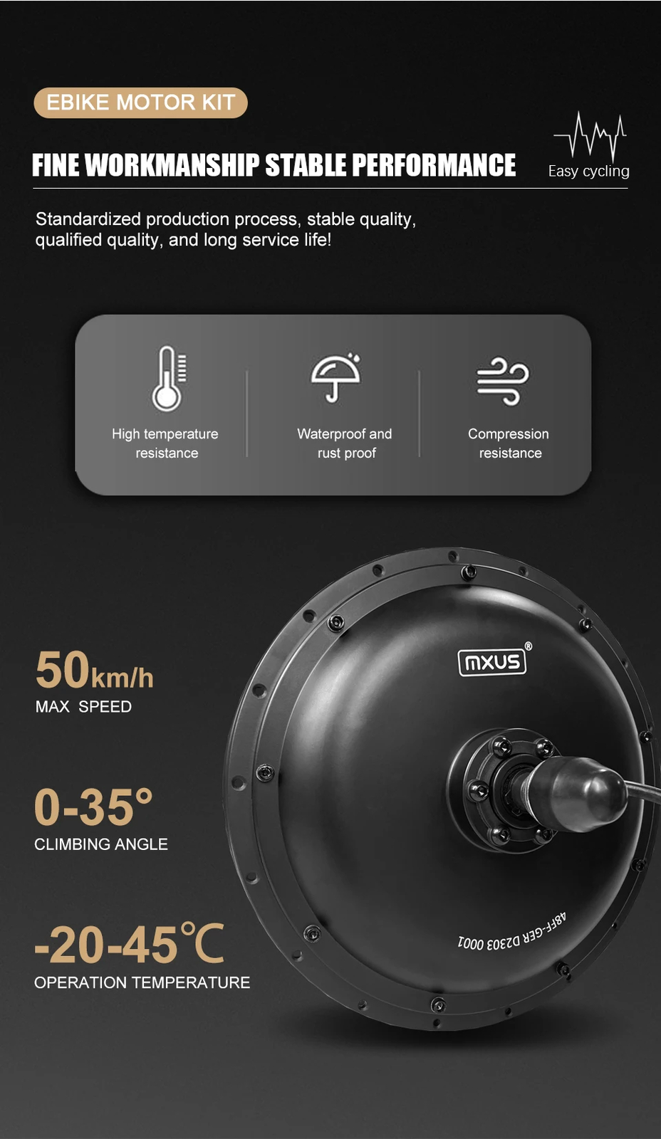 20-29 Inch 700C *3.0 Tire E-Bike 48V1000W Conversion Kit Motor Wheel Hub Motor