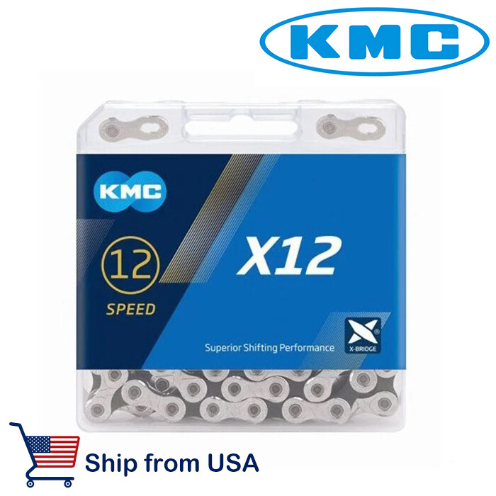 KMC X12 12-Speed Road / MTB Bike Chain Bulk 126L Silver fits SRAM Shimano Campy
