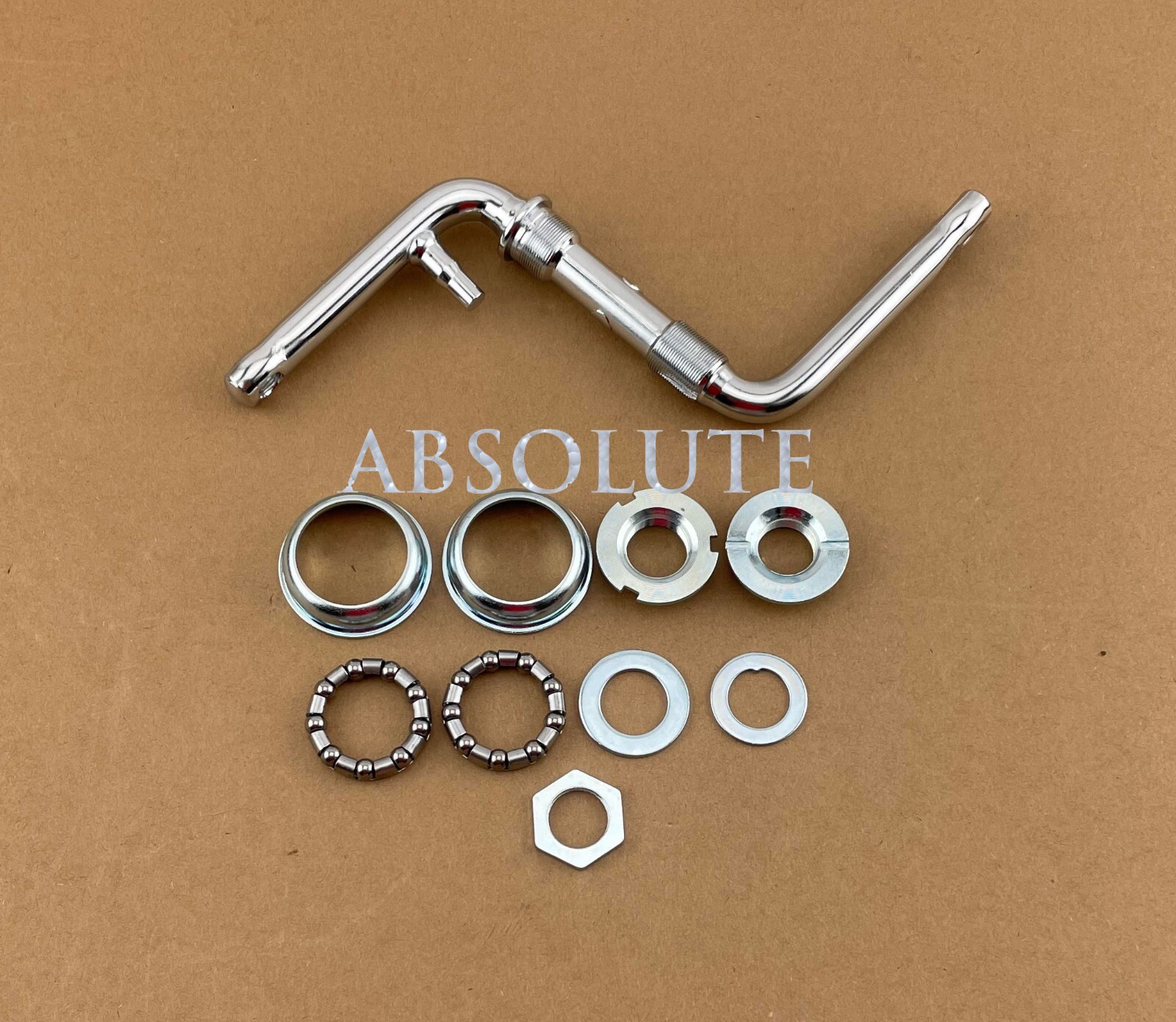 LOWRIDER 115MM LONG ONE/PIECE STEEL CRANK IN SHINY CHROME W/ BOTTOM BRACKET