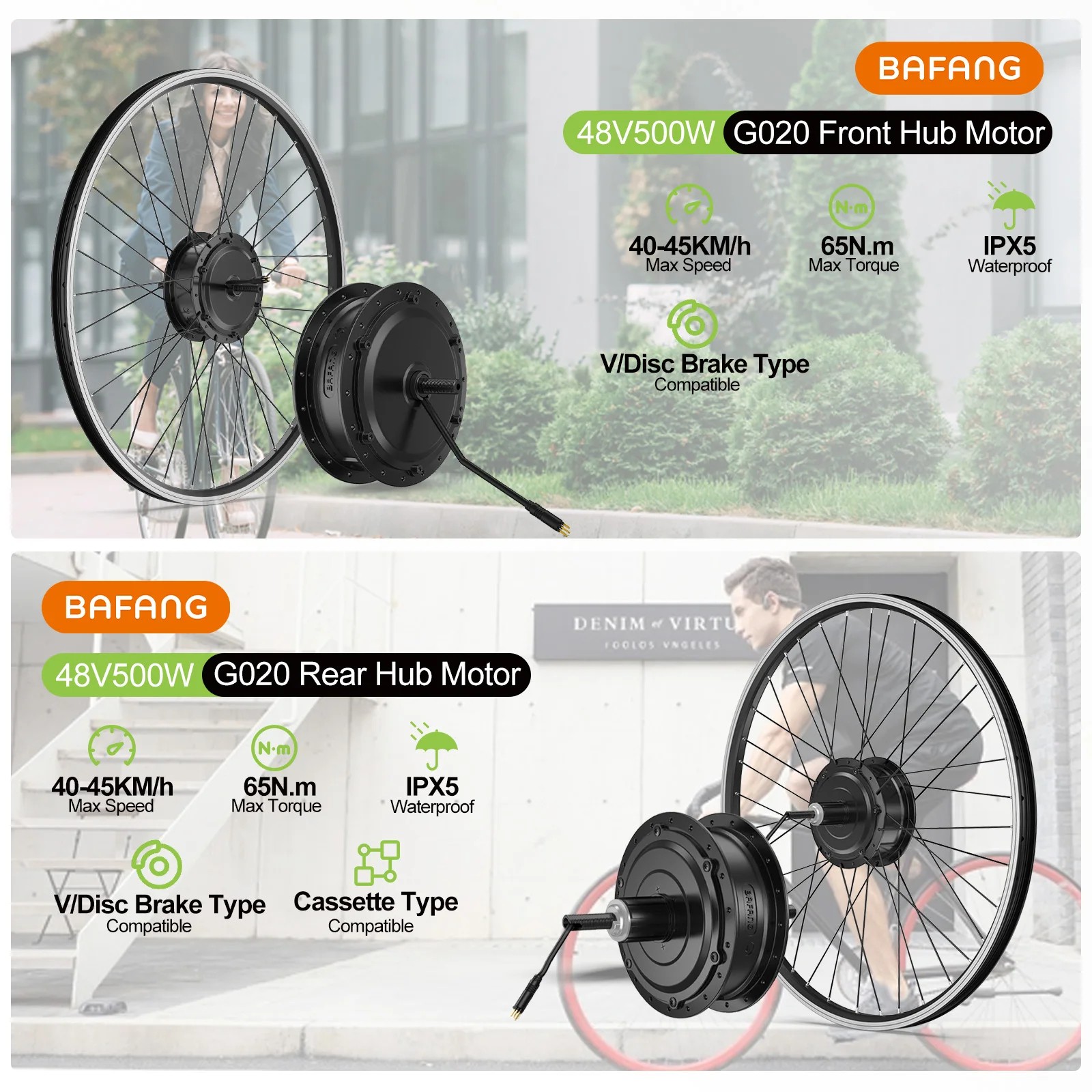 Rear Hub Wheel Motor DIY Ebike Conversion Kit Bafang 48V500W 20» 26″ 27.5″ 700C