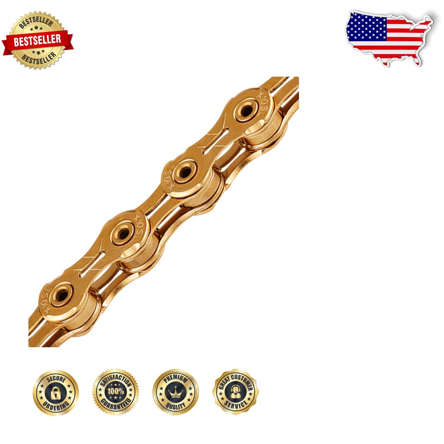 X10SL Gold 10-Speed Bicycle Chain | Ultra-Lightweight Alloy Steel | Smooth Sh…