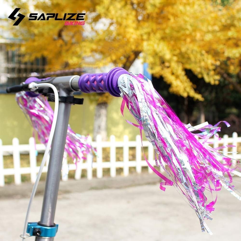 Lightweight Kids Handlebar Grips with Pink Streamers – Eco-Friendly Design