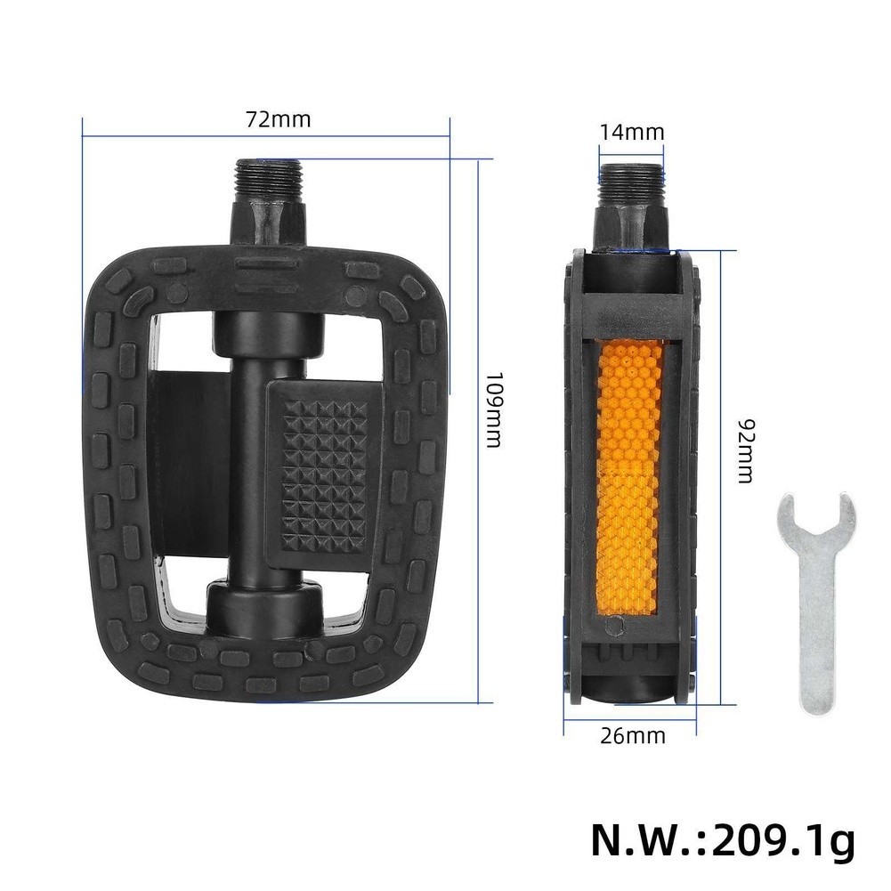 Aluminum Alloy Bike Pedals with Plastic Non Slip Tread for City Commute