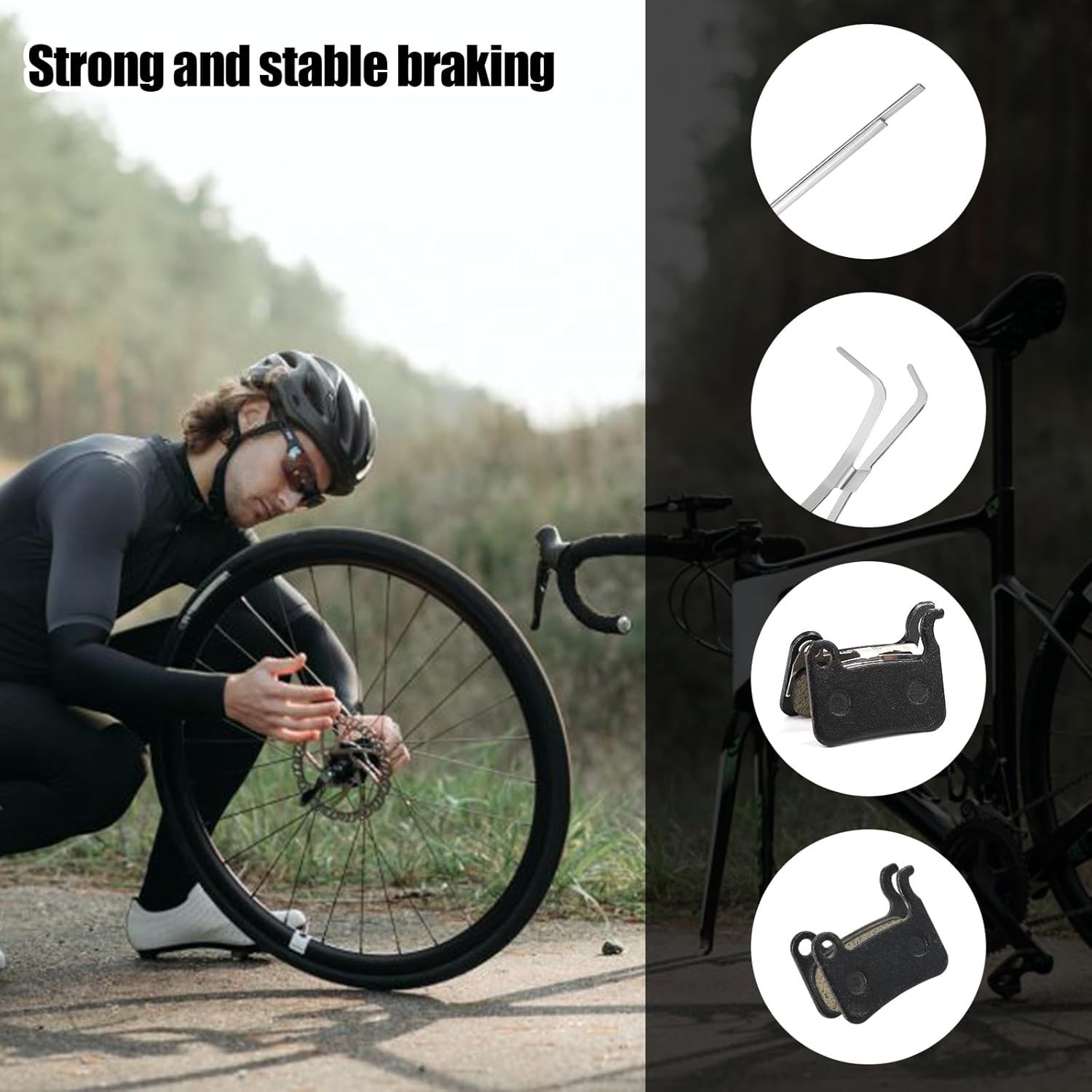 4 Pairs Bike Brake Pads, Resin Semi-Metal Bicycle Disc Brake Pads Ebike Brake