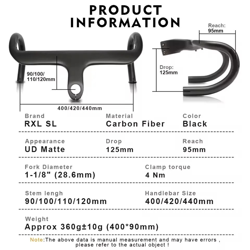 Carbon Handlebar 28.6mm Integrated Road Bike Handlebar Parts with Stem Spacer