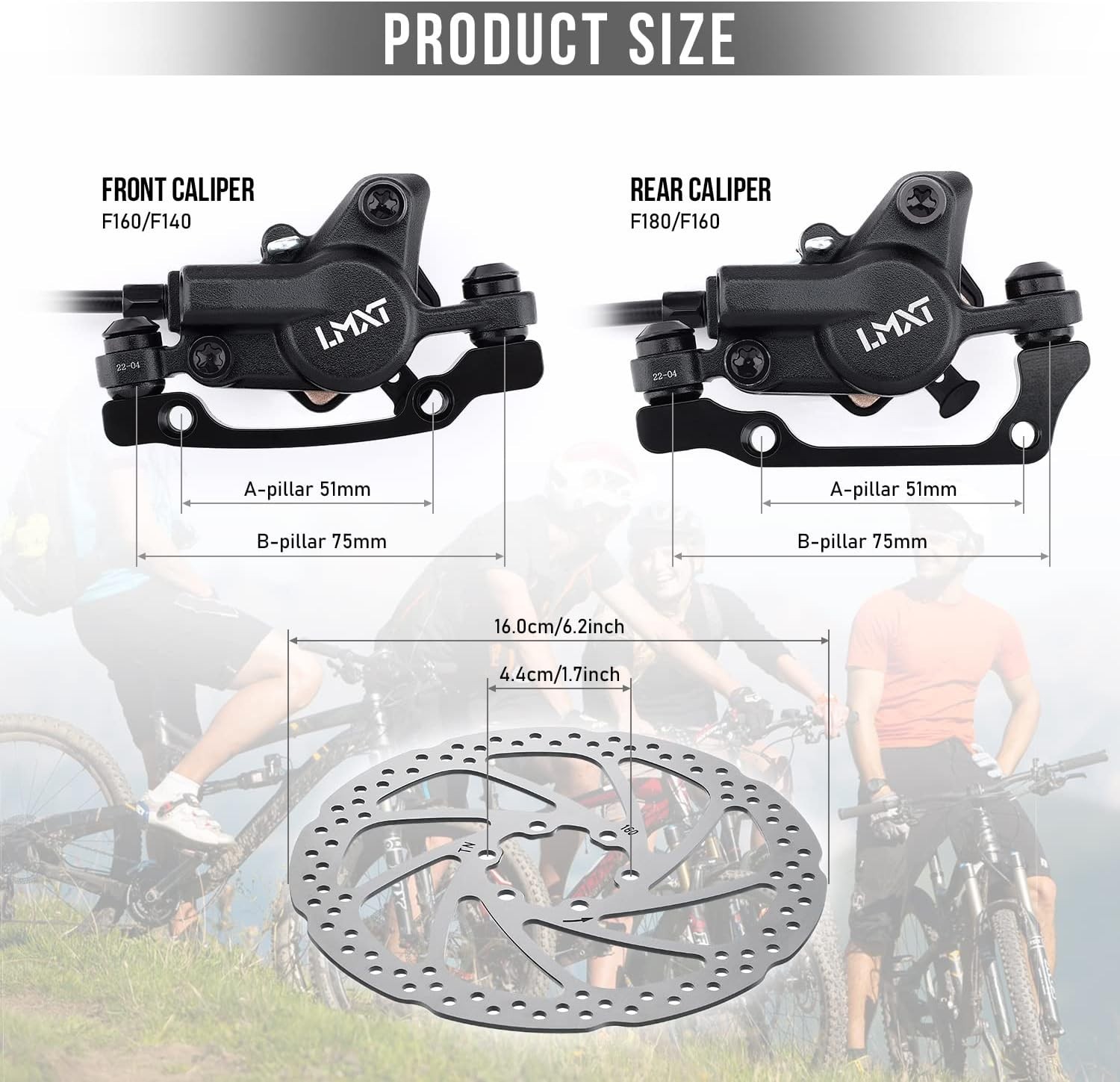 Left Front & Right Rear Brake Kit, Hydraulic Disc Brake Set