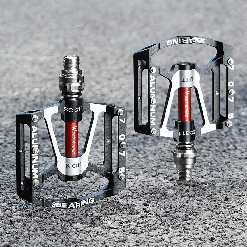 Quick Release Bicycle Pedals 3 Sealed Bearing Aluminum Bike Pedals Black a Pair