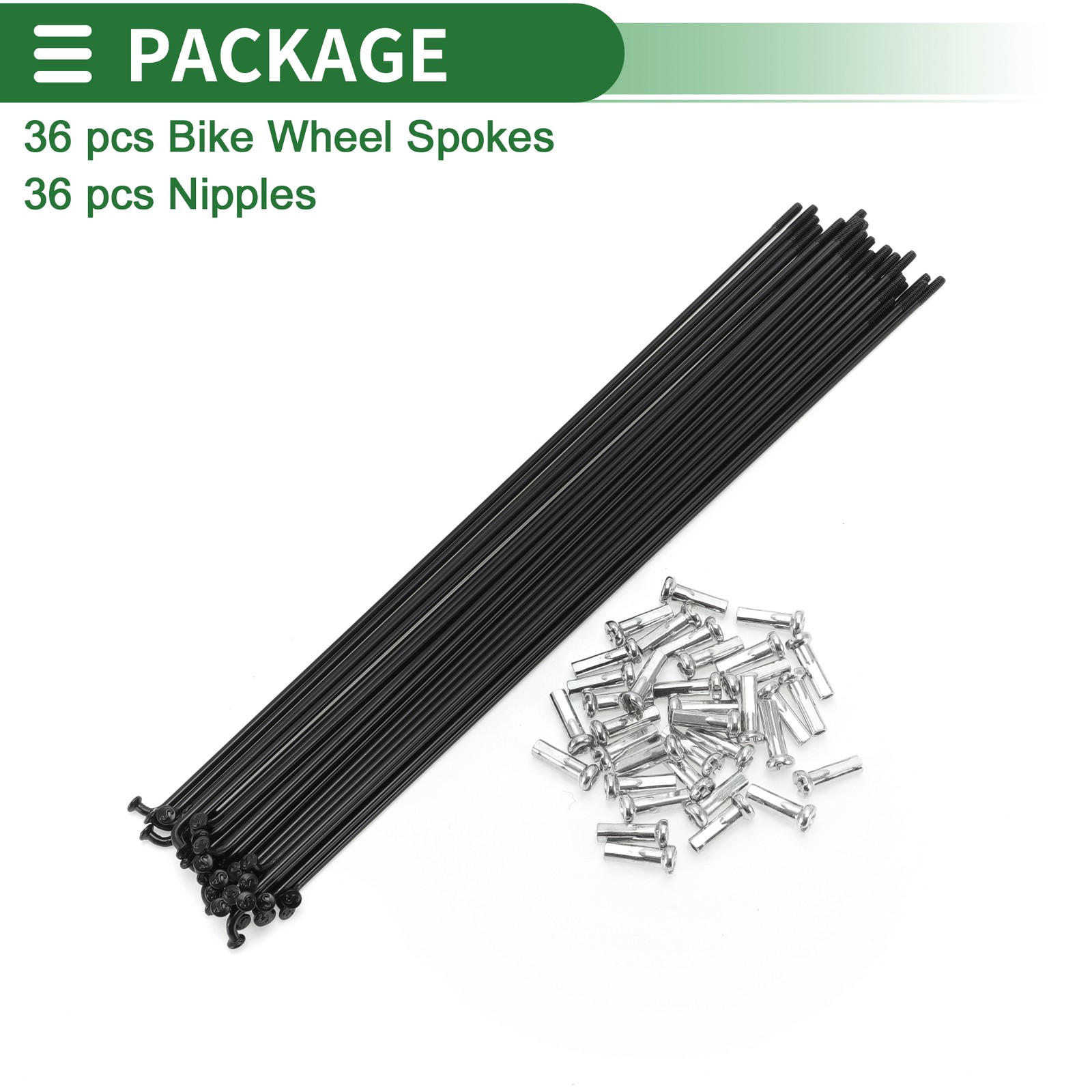 1 Set 14G 193mm Length Bicycle Spokes Nipple Carbon Steel Black Universal