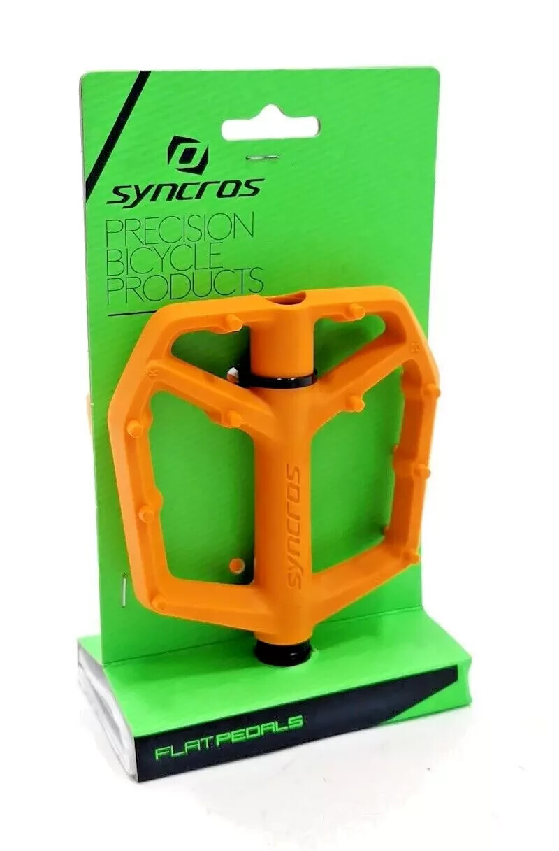 Syncros Squamish III Flat Mountain Bike Pedals, Large, Fire Orange