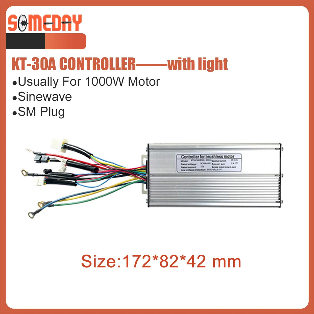 Electric Bike Controller 48V 1000W 30A Brushless Sinewave Controller with Light