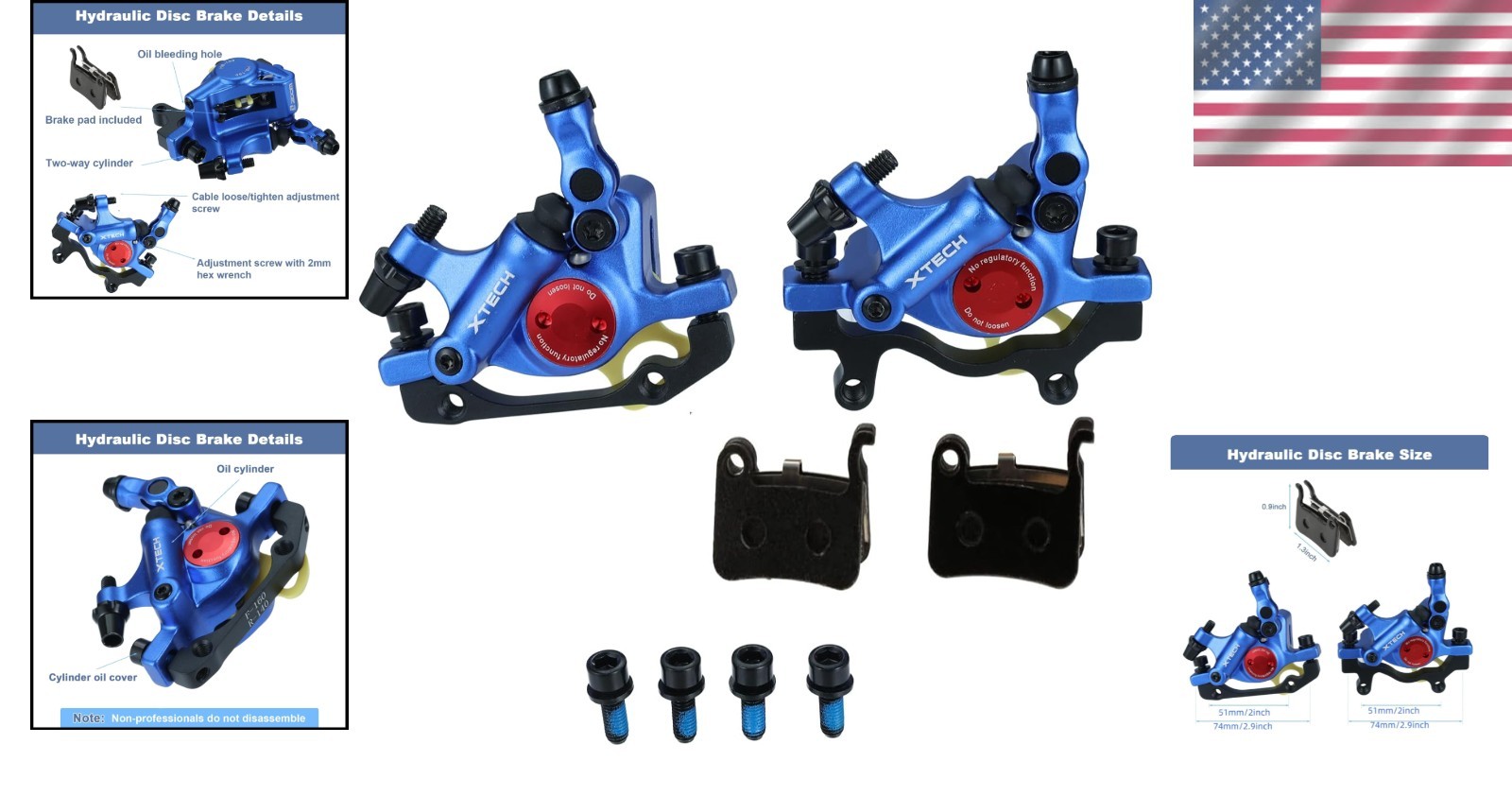 E-Bike Hydraulic Brake Calipers – Black/Red/Gold