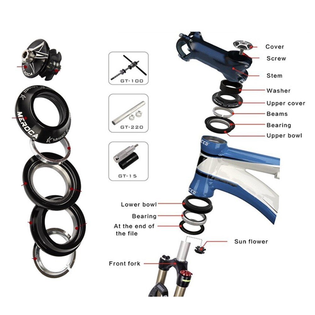 Aluminum Alloy Fork Headset Bearing Bowl Set for Bike 28 6mm Tube 44mm Headset