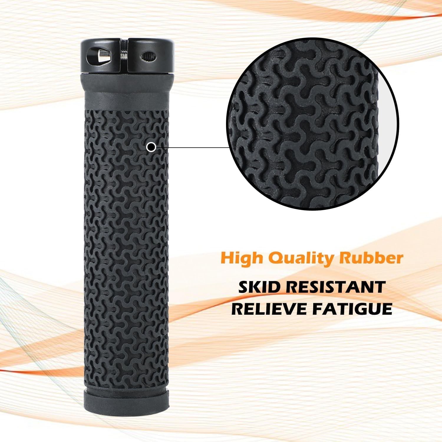 Bike Handlebar Grips 131mm Rubber Ergonomic Anti-Slip Bicycle Grips with End Cap