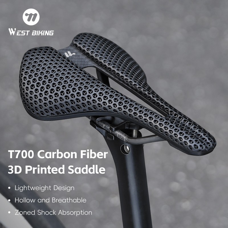 WEST BIKING 3D Printed Nylon T700 Carbon Fibre Bicycle Saddle Bike Seat Cushion