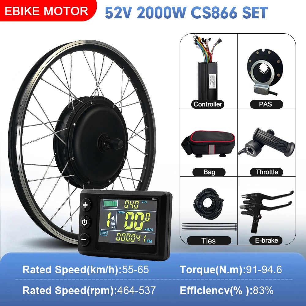 52V 2000W MTB Electric Bike 20-29inch 700C Brushless Rear Rotate Hub Motor Wheel