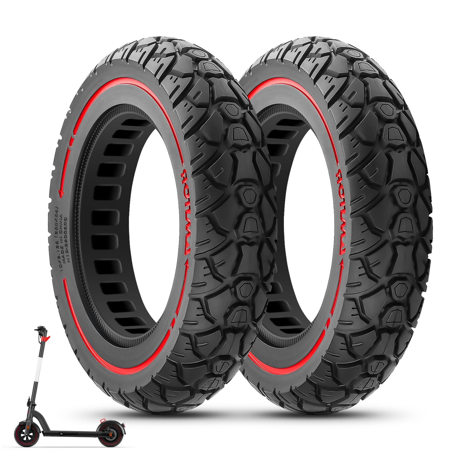 Amitor 10X2.125 Off Road Tire For Electric Scooter 10 Inch Solid Rubber Tires