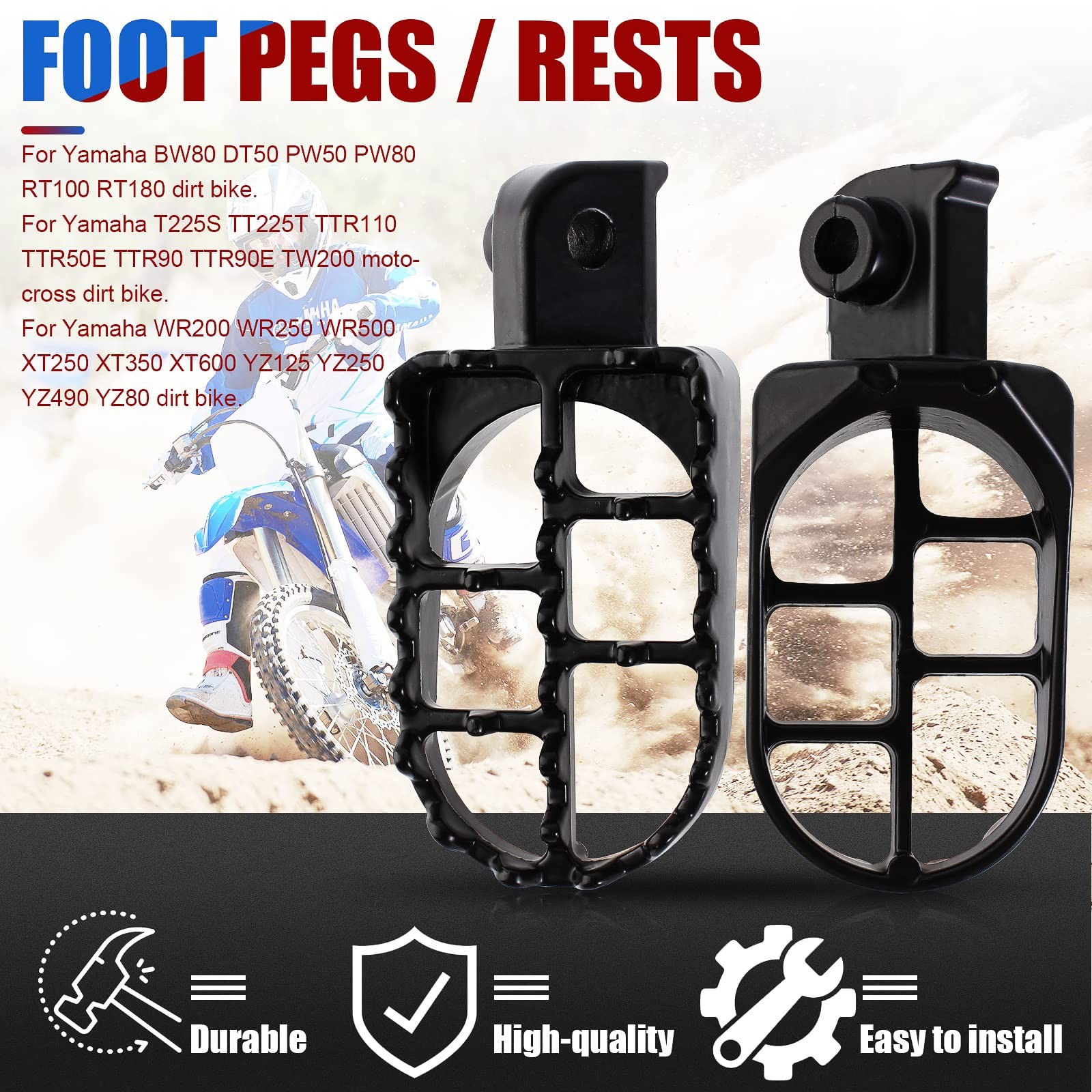 YOFMOO Foot Pegs Rest Footrest Footpegs for XR50 XR50R XR70 XR70R XR80 black