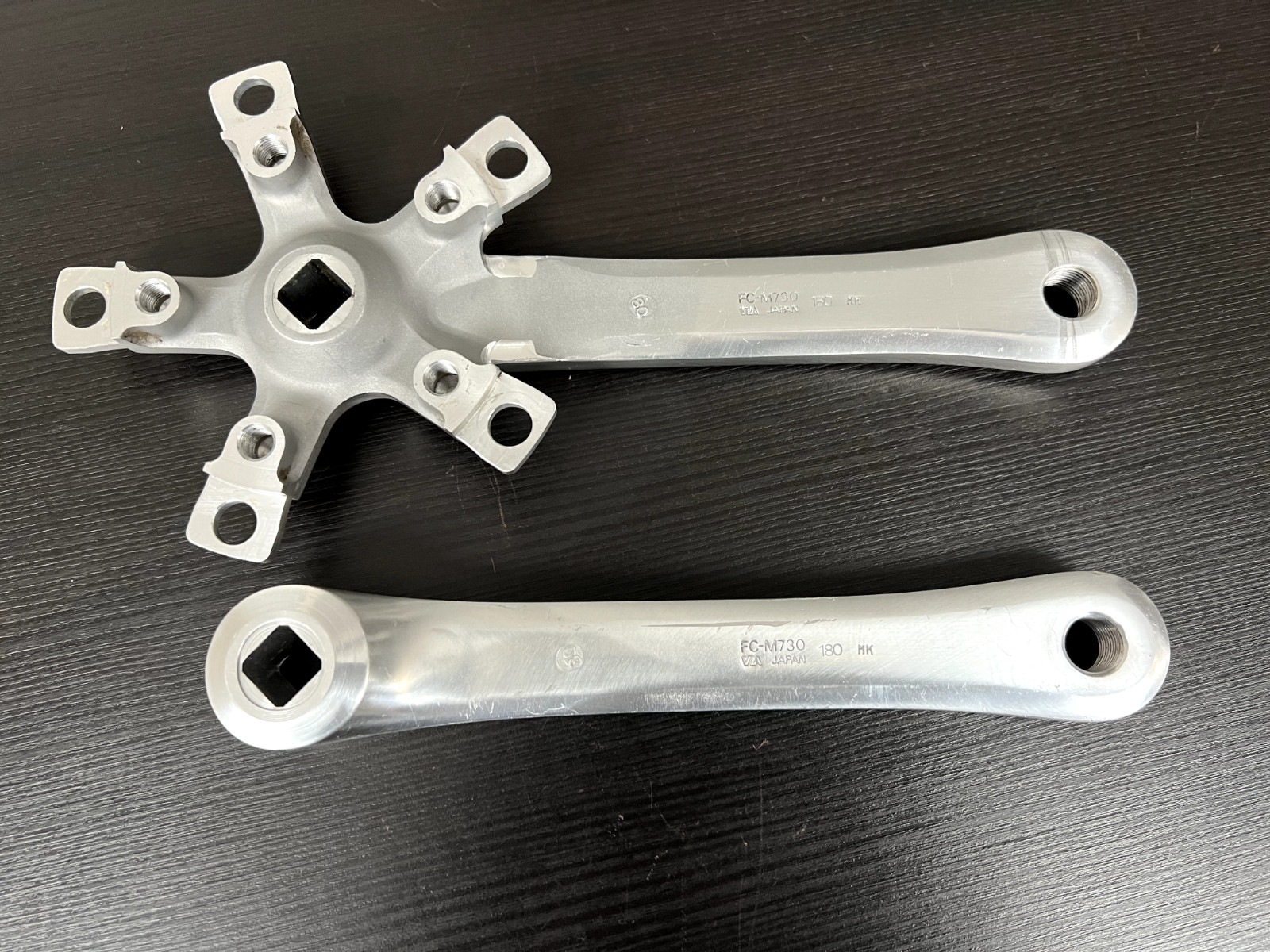 Vintage Shimano Deore XT fc-m730 180mm crank arms square taper triple crankset