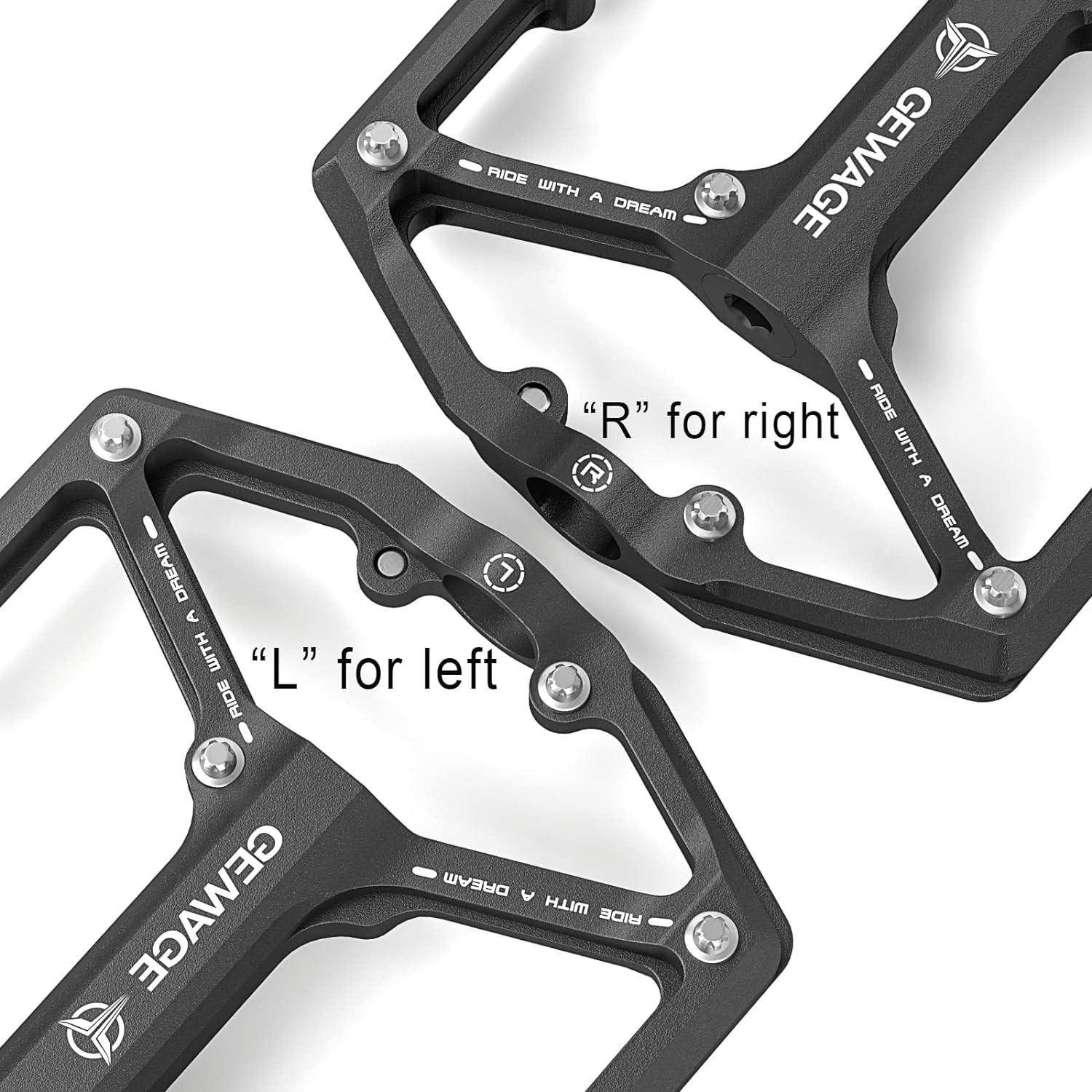 CNC Machined 9/16” Flat Bike Pedals with 3 Bearings and Anti-Skid Nails