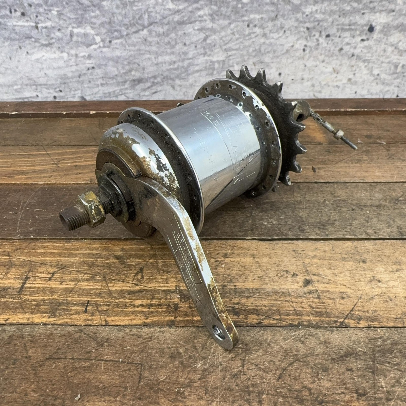 Vintage Sturmey Archer TCW III Hub 3 Speed Coaster Brake 40 Hole 1963 Rear