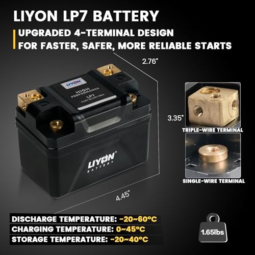 LIYON Lithium YTX5L-BS/YTX4L-BS/YTX7L-BS Motorcycle & ATV Battery, LP7-BL-3AH