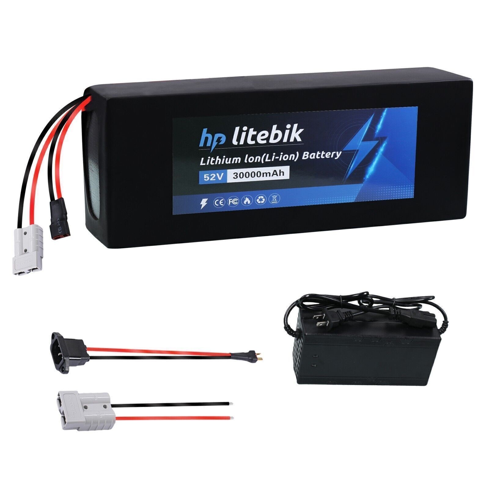52V 30Ah Ebike Battery for 200W-2600W Electric Scooter Motorcycle Motor Bike BMS