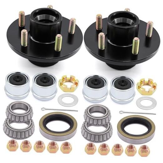 2 Sets Trailer Wheel Hub Kit 5 Bolt 4.5 inch,5 Lug 3500 lb Axle Kit with Dust