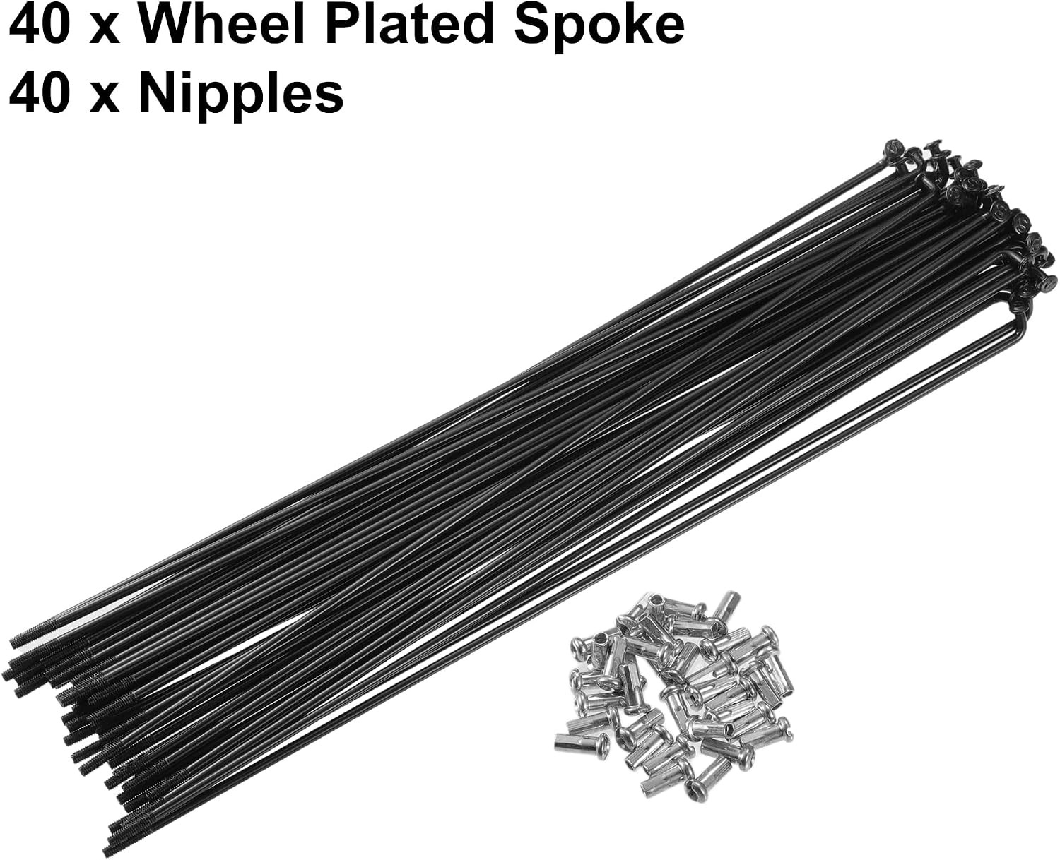 X AUTOHAUX 40 Pcs Bicycle Steel Spokes 13G Bike Spoke with Nipples for Most Bicy