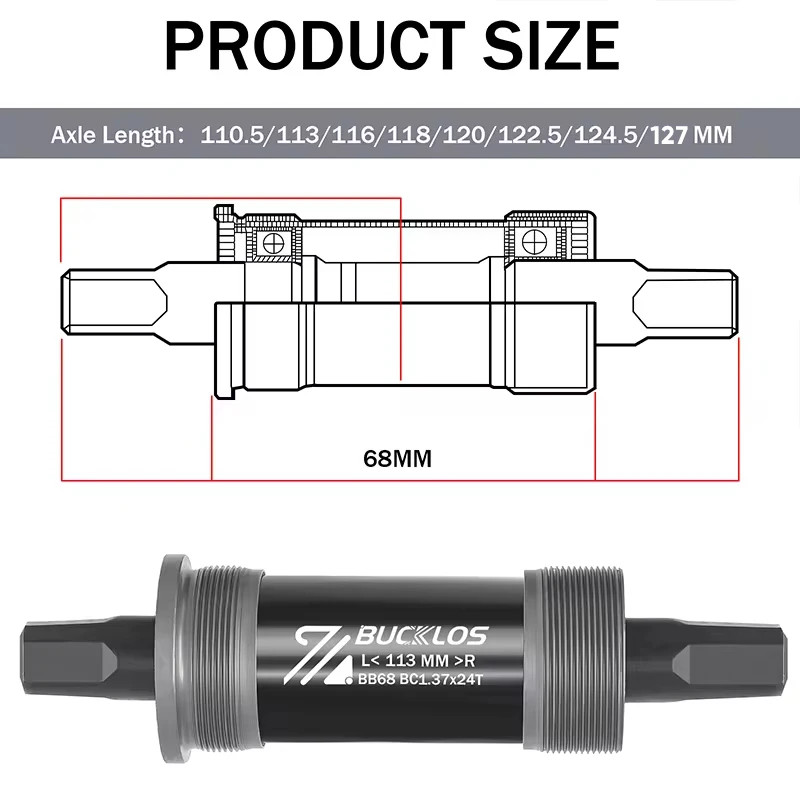 Square Taper Bottom Bracket BSA 68Mm 80Mm 90Mm 100Mm 110Mm BB for Mountain/Snow/
