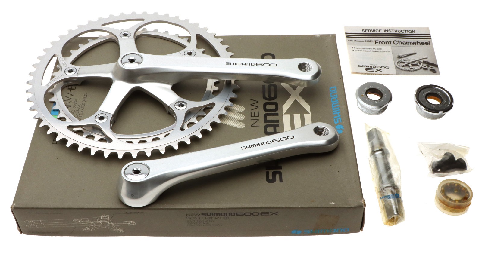 Shimano 600 EX FC-M6207 6 Speed Road Crank w/BB 170mm Silver 52/42 NOS NEW