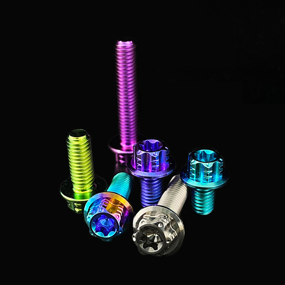 Grade 5 Titanium Screws M6 x 10/12/15/20/25/30-70mm (1.0mm) Flange Star Ti Bolts