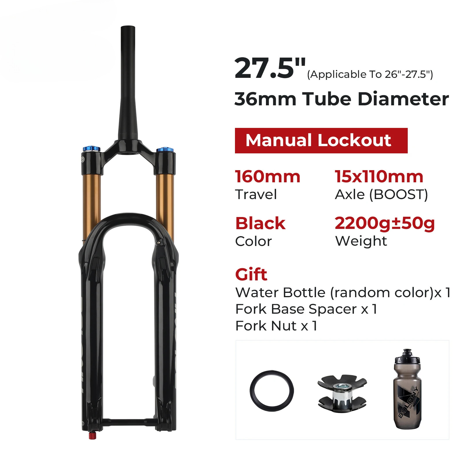 Boost MTB Suspension Air Fork 27.5/29Inch 160mm Travel Damping Adjustable