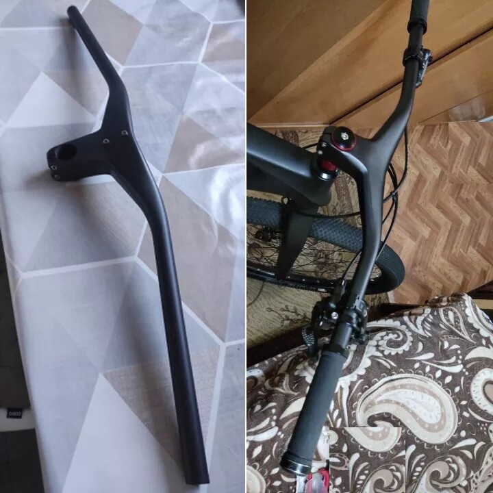 Carbon MTB Handlebar Integrated 7° Mountain Bike Handle Bar Riser Downhill 1-1/8