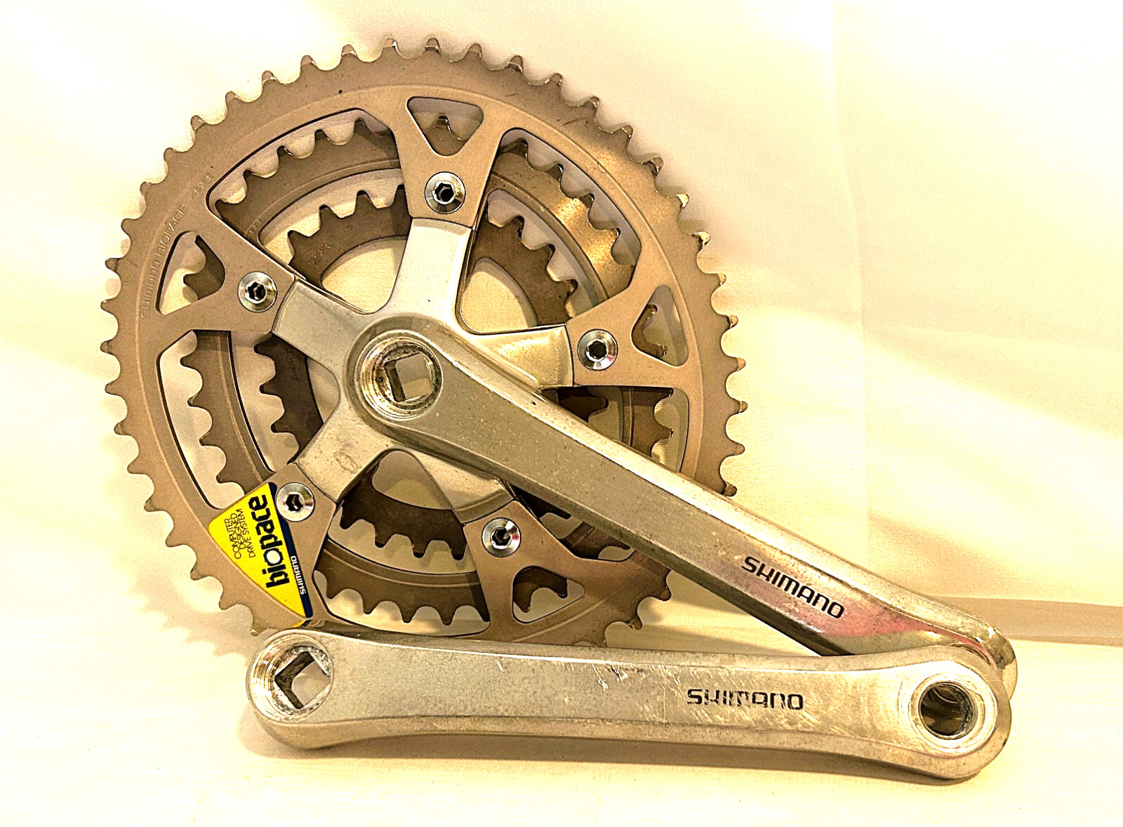 Vintage SHIMANO FC-B124 triple crankset mountain bike mtb biopace deore race xc