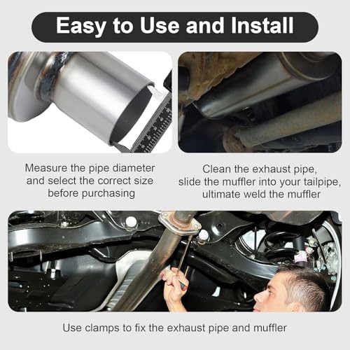 Exhaust Muffler, Universal Muffler for 2.25″ Inlet/Outlet + 4.5″ Body Diameter