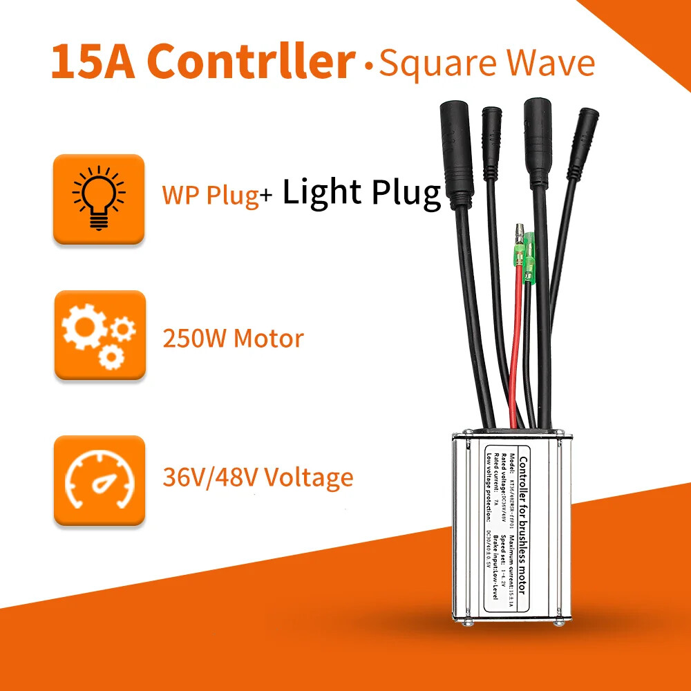 E-bike Controller 36V/48V 250W-1000W Waterproof Plug 15A/17A/22A/25A/30A Motor