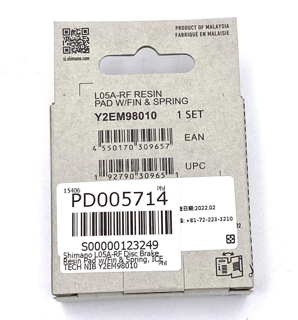 Shimano L05A,L03A Disc Brake Resin Pad W/Fin,Spring,Y2EM98010,R9170/R8070/R9270