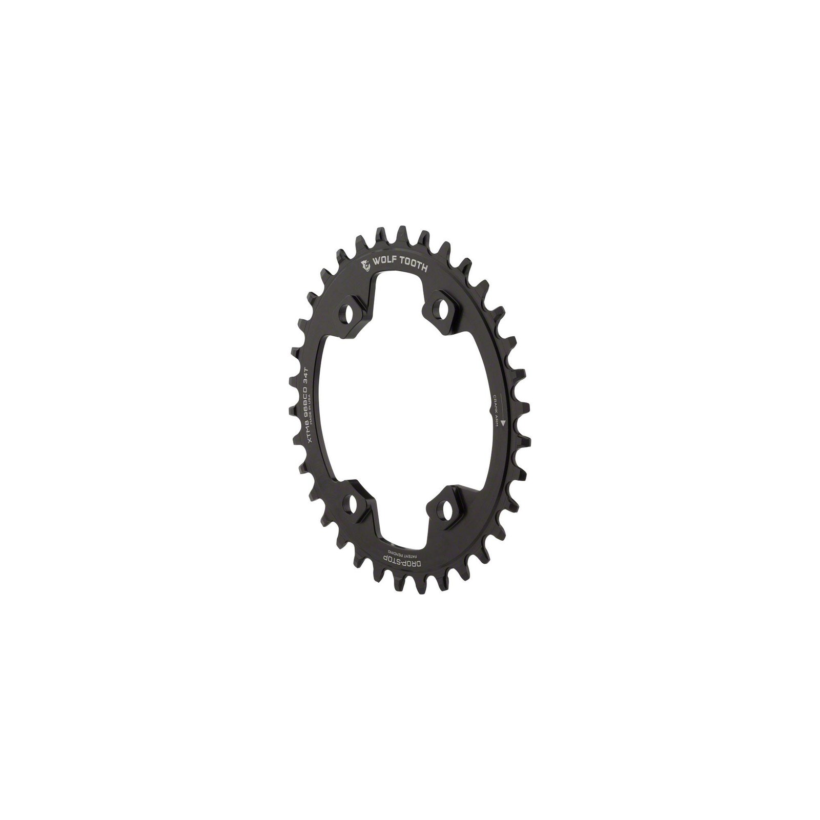 Wolf Tooth Components Drop-Stop PowerTrac 34t Chainring 96mm BCD XT M8000 Black