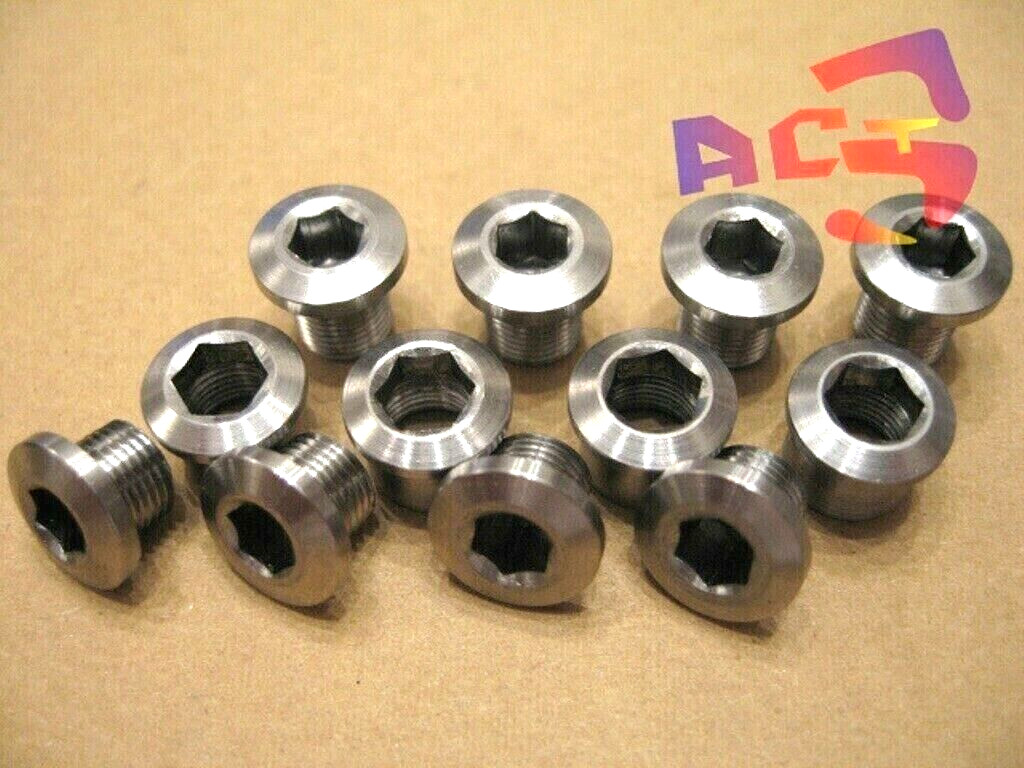 12pcs Titanium / Ti Bolt & Nut (8 Bolts & 4 Nuts) for Triple Crankset Chainring