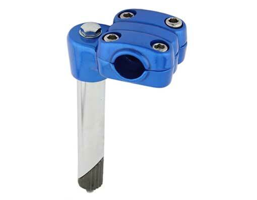 VINTAGE 4″ LONG ALLOY BMX STYLE BICYCLE STEM (QUILL DIAMETER 21.1MM) IN BLUE.