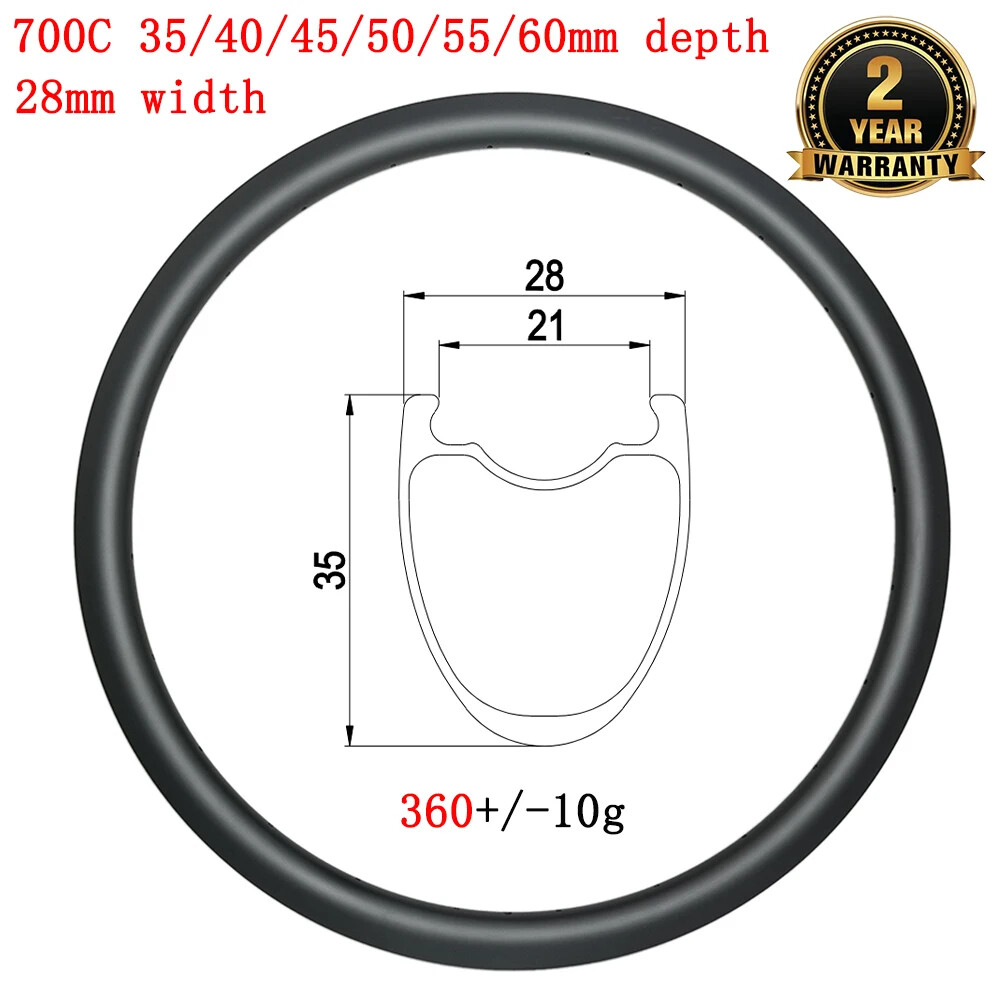700C UD 3K 12K Carbon Rim for Road Bike Disc Brake Clincher Tubeless 20-36 Holes